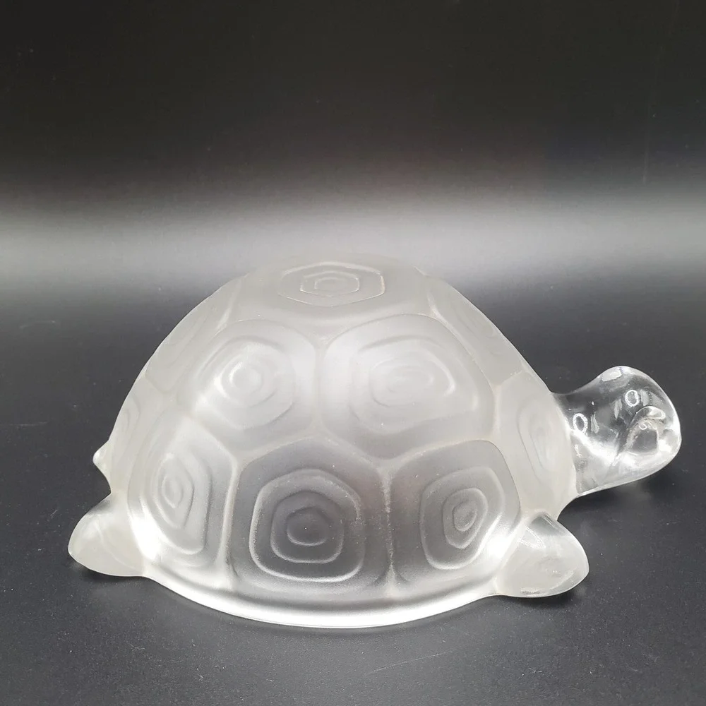 Enesco Satin Crystal Glass Turtle Figurine. Bowl Shaped.‎ Made In West Germany